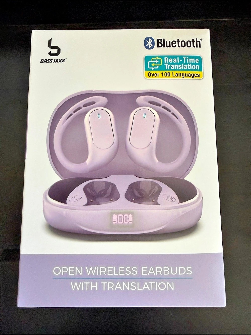 BASS JAXX Open Wireless Earbuds with AI Language Translation Earbuds Purple NWT